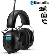 Oorkappen PROHEAR met DAB+ FM RADIO - oorbeschermers met BLUETOOTH - AUX - Bellen- oplaadbaar - gehoorbescherming - Ergonomisch - Orthopedisch - Lederen tas - zwart