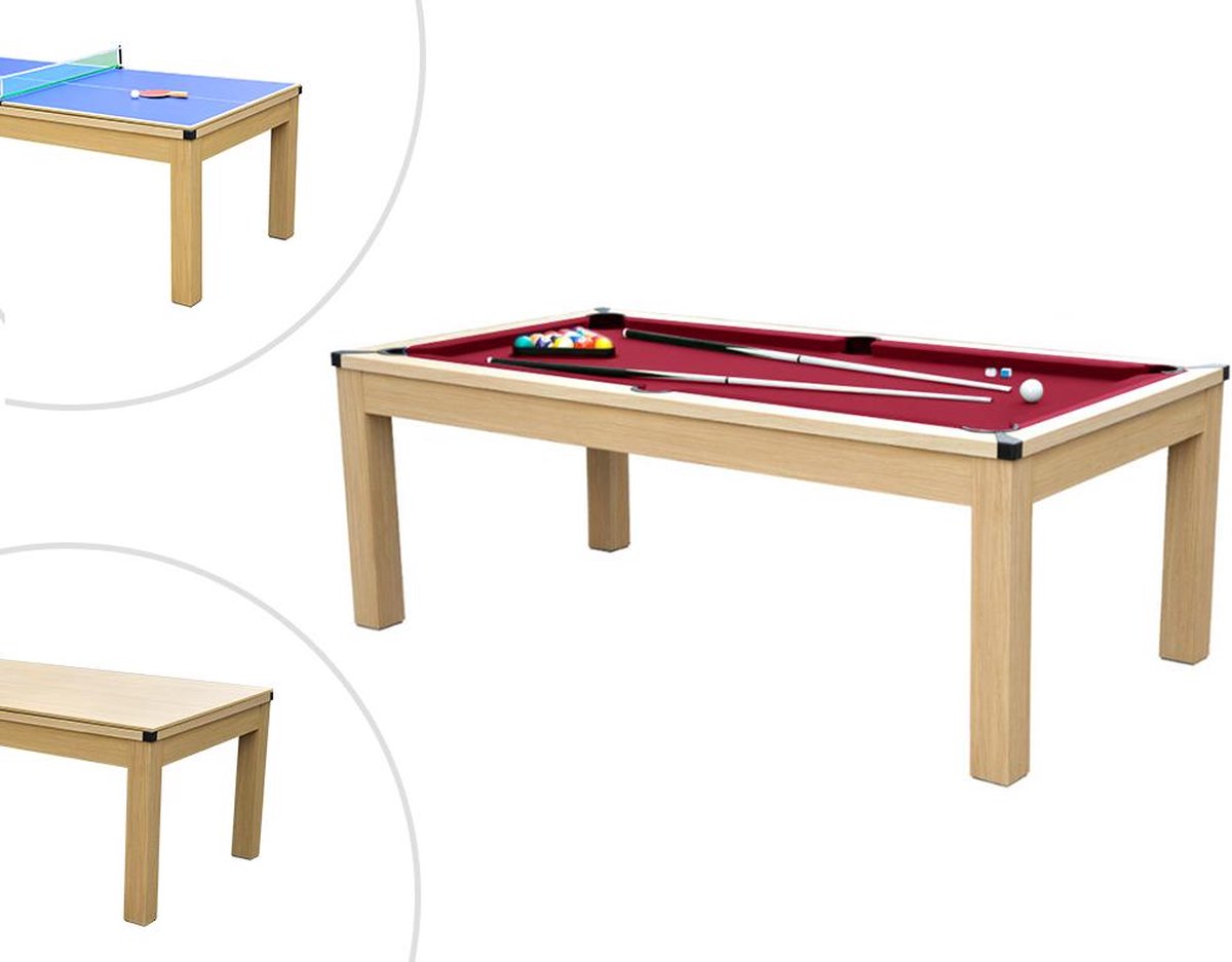 Uitwisseling Dubbelzinnig Brein Modulaire tafel - Biljart en pingpong BALTHAZAR - 213 x 112 x 81,5 cm -  Rood L 213.4... | bol.com