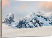 WallClassics - Hout - Rotsen met Sneeuw - 100x75 cm - 12 mm dik - Foto op Hout (Met Ophangsysteem)