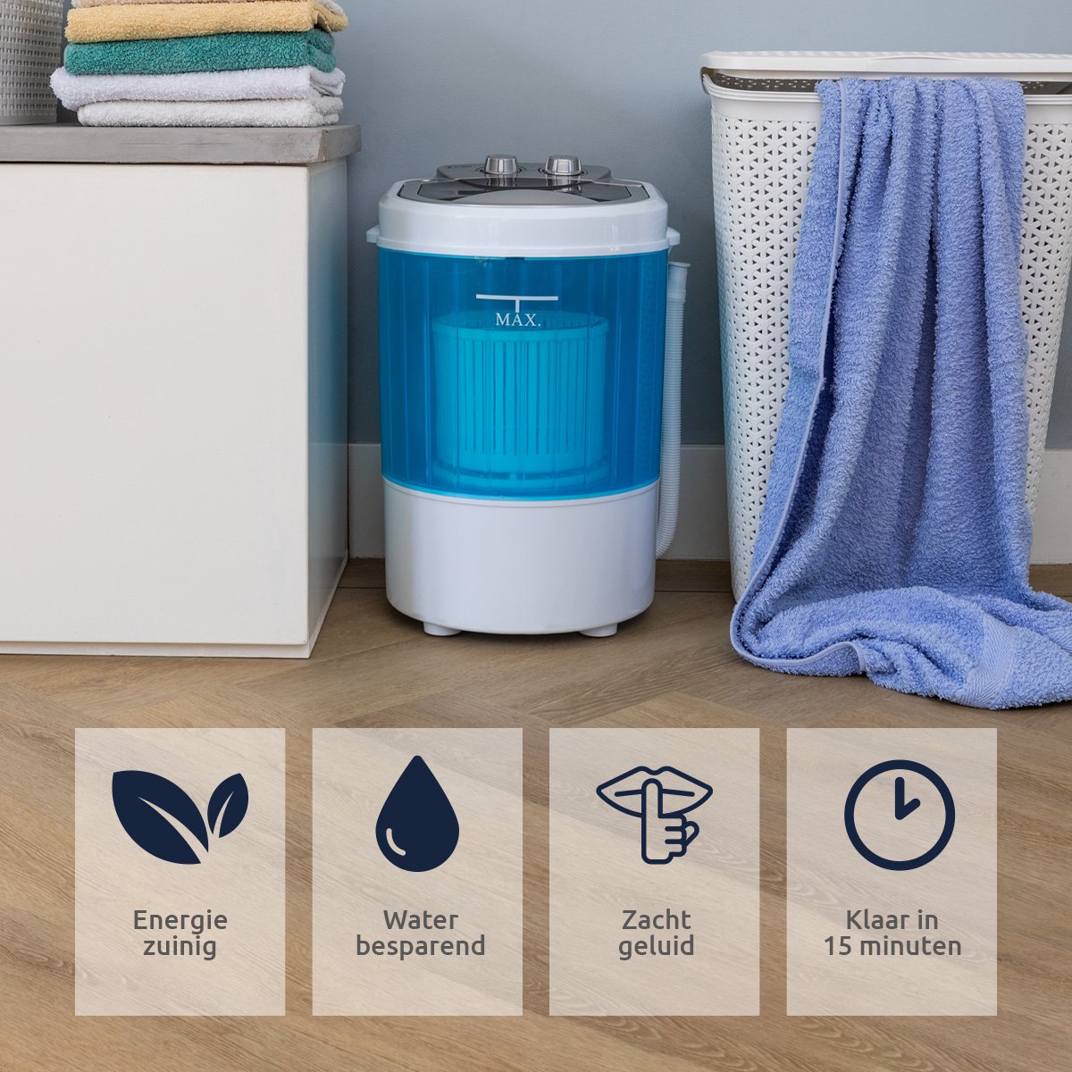 Mini machine à laver BluMill - Petite machine à laver - avec sécheuse à  centrifuger | bol.com