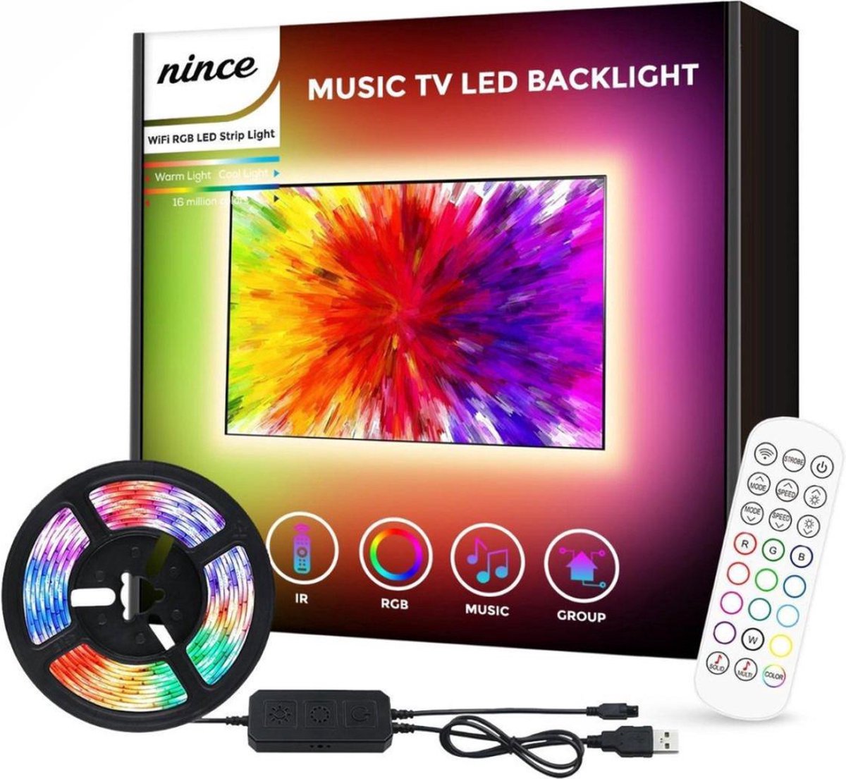 Nince TV Led Strip van Hoge Kwaliteit 2022 Model - USB Ledstrip 3 Meter -  TV Led... | bol.com