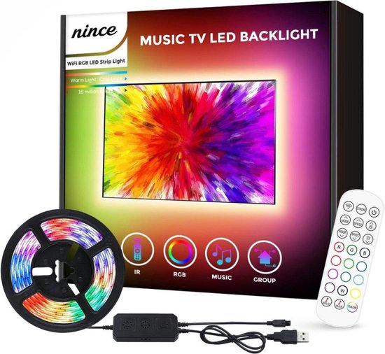 Nince TV Led Strip van Hoge Kwaliteit Model - USB Ledstrip 3 Meter - TV Led verlichting - TV Backlight