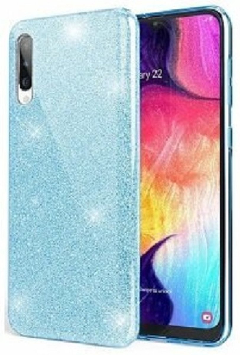 Samsung A70 Siliconen Glitter Hoesje Blauw
