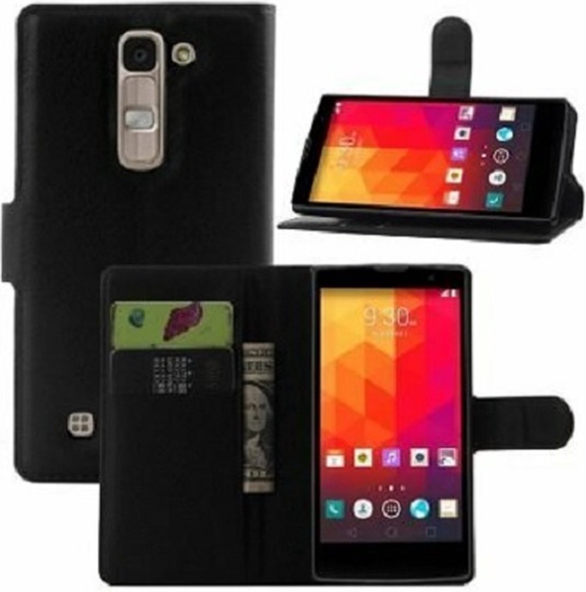 LG Magna Hoesje Met Pasjeshouder Bookcase Zwart