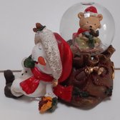 Wurm - Sneeuwbol - Kerst - Luierende sneeuwpop - Cadeauzak - Beertje - Bruin - 10x6 cm - hoogte 7 cm
