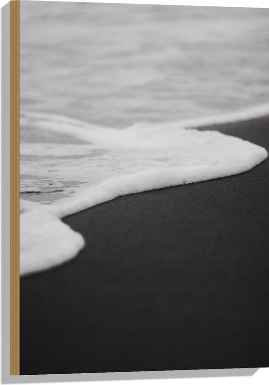 WallClassics - Hout - Schuim van Golf (zwart/wit) - 50x75 cm - 12 mm dik - Foto op Hout (Met Ophangsysteem)