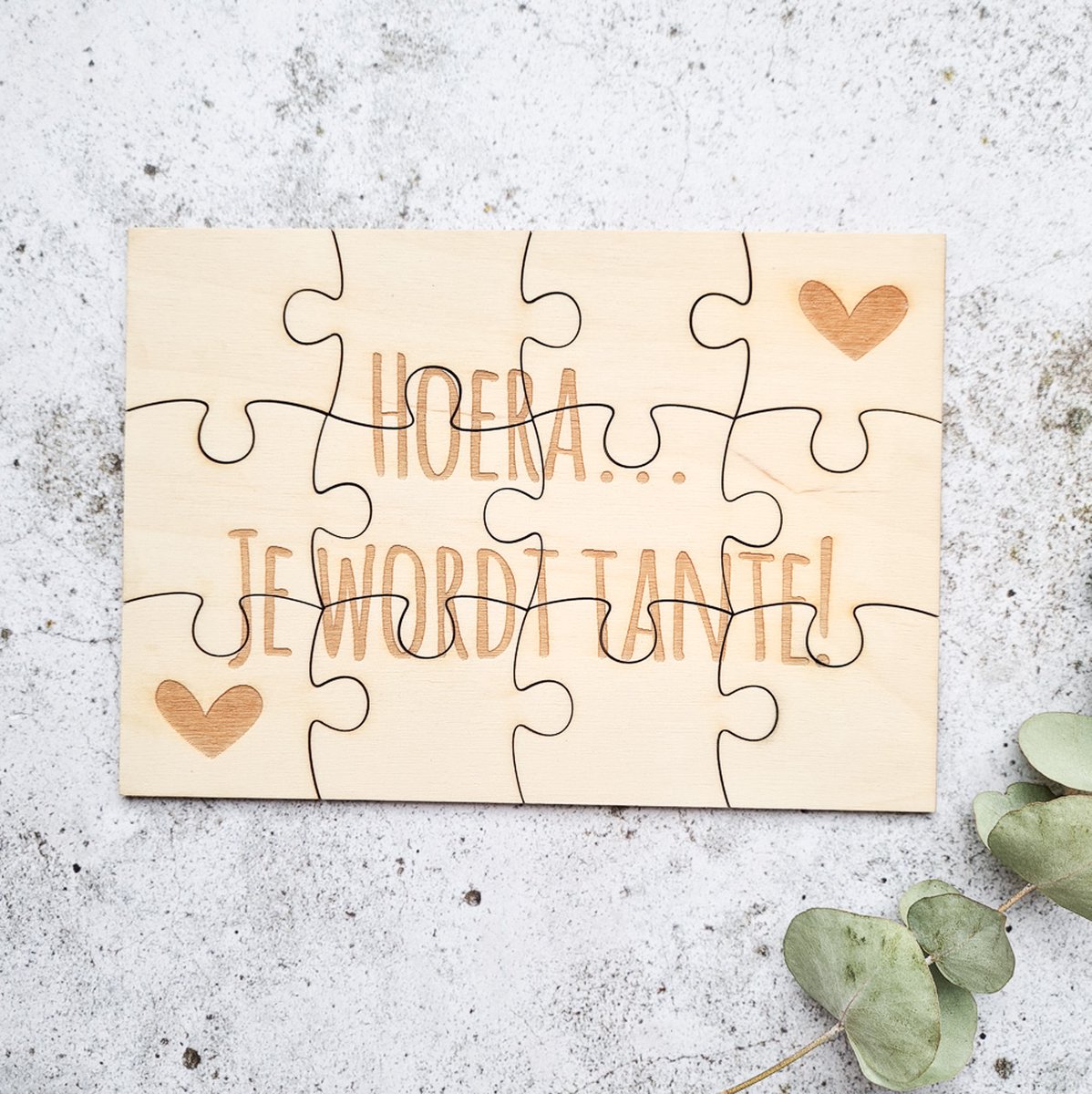 Hoera... Je wordt tante! | Houten puzzel A5 | Zwangerschapsaankondiging | bekendmaking zwangerschap