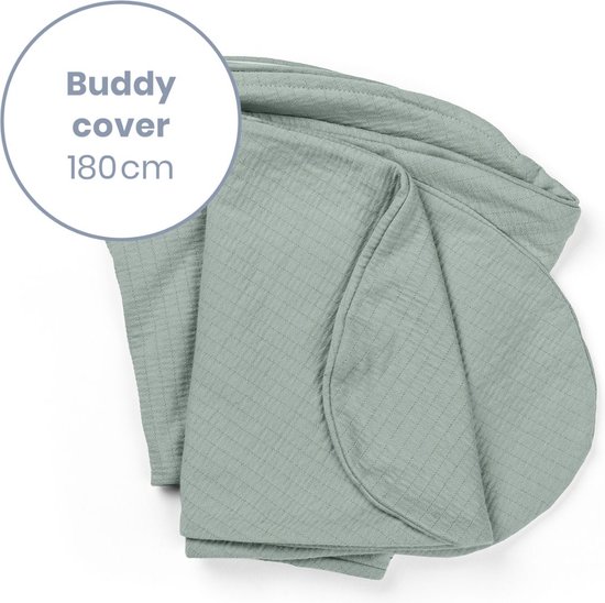 Doomoo Buddy Cover - Hoes voor Voedingskussen Buddy - Biologisch Katoen - 180 cm - Tetra jersey Green