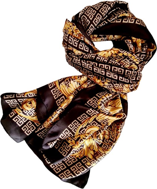 Andes Schande luchthaven Dames sjaal satijn- XL Silk feeling sjaal 78X185 cm - Elegante bloemen  print - zijden... | bol.com