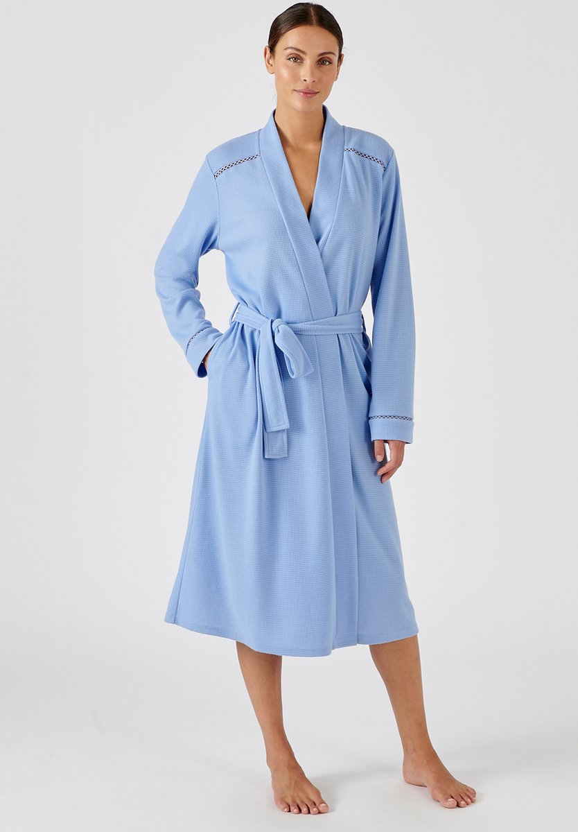 Damart - Kamerjas van sierlijk wafeltricot - Dames - Blauw - XXL
