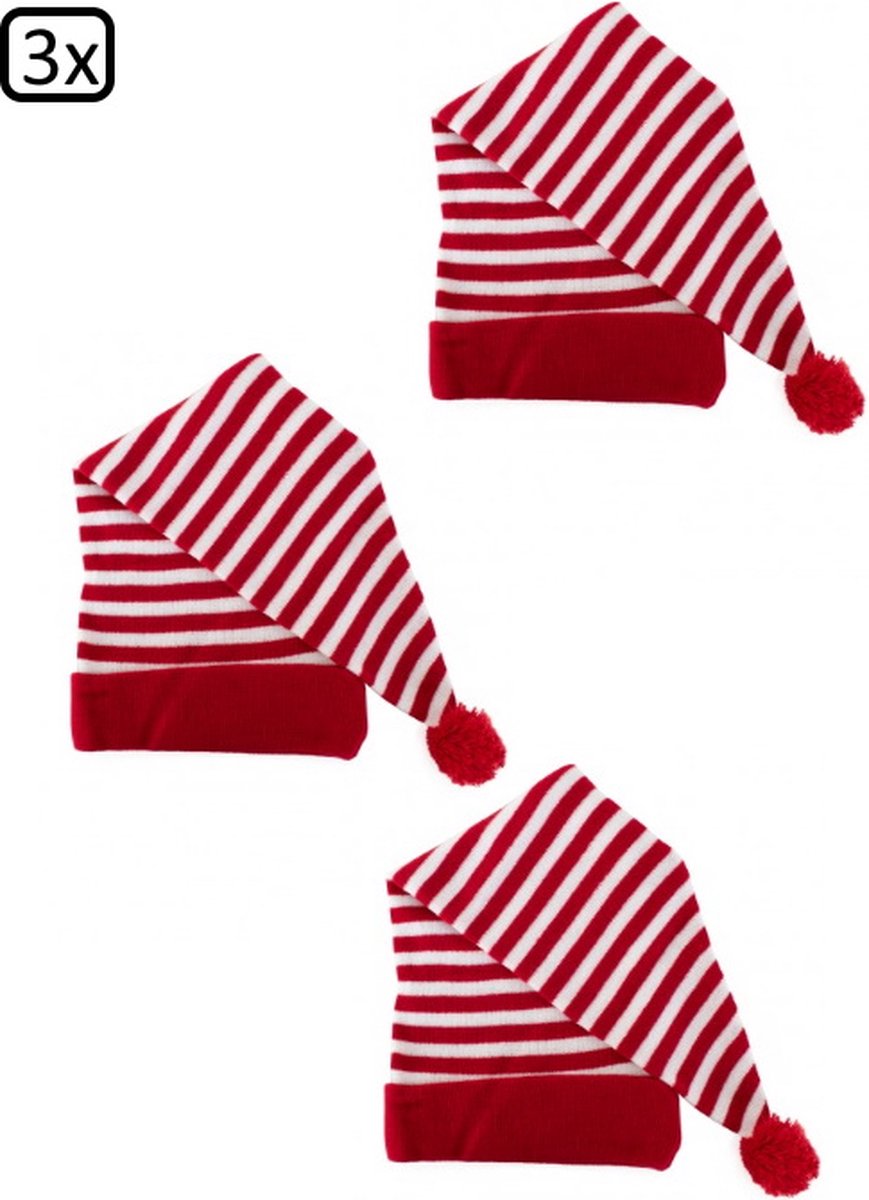3x Slaapmuts rood/wit