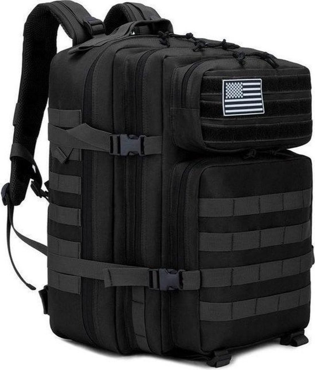 RAMBUX® - Tactical Backpack - Militaire Rugzak - Zwart - Leger Wandelrugzak - Rugzak - 45 Liter op Prijzenvolger.com