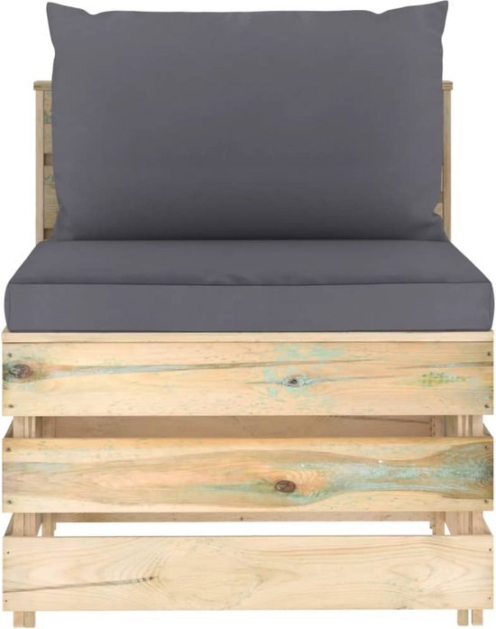 vidaXL-Middenbank-sectioneel-met-kussens-groen-geïmpregneerd-hout