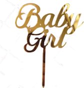 Acryl taart topper Baby Girl goud - taart - toppr - baby - girl - geboorte - genderreveal - babyshower