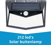 VDS Digitaal Solar Buitenlamp Met Bewegingssensor - Wandlamp op Zonne energie - 208 LED - Waterdicht - Tuinverlichting - Met Sensor - Voor Buiten - Zwart - 14 cm - 1 stuk