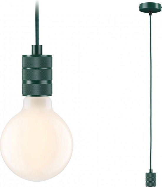Hanglamp retro Tilla - E27 - metaal - textielkabel - groen