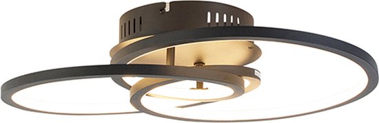 QAZQA rowin - Design Dimbare LED Plafondlamp met Dimmer - 1 lichts - L 45 cm - Zwart - Woonkamer | Slaapkamer | Keuken
