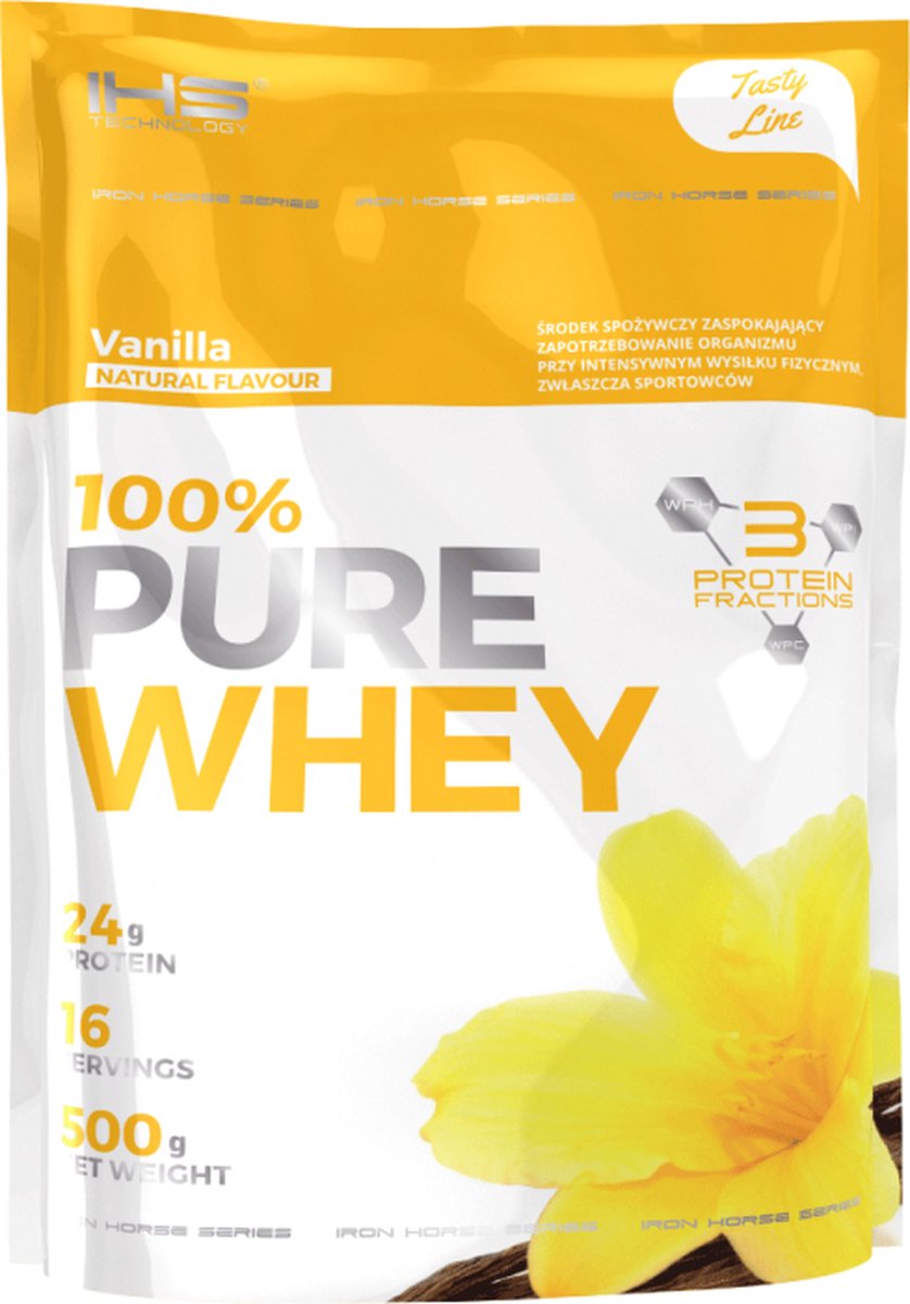 IHS 100% Pure Whey Protein - Blend: isolaat, hydrolysaat, concentraat - Eiwitshake - Eiwitpoeder - 500g - Vanilla