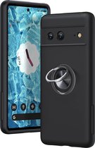 Casemania Hoesje Geschikt voor Google Pixel 6A Zwart - Anti-Shock Creative Kickstand Case
