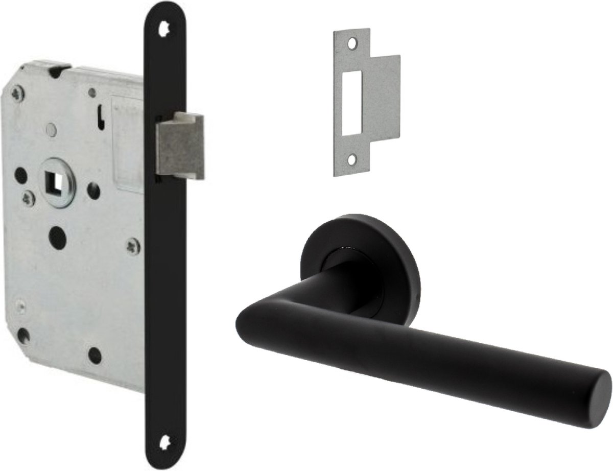 Deurkruk Florence - Zwart - Ø50mm + Insteekslot (Inclusief Vierkante Sluitplaat)