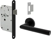Deurklink Florence - Zwart - Ø50mm + Insteekslot (Inclusief Vierkante Sluitplaat) - Mat zwarte deurkruk
