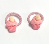 Haarelastiekjes - Cupcakes - Roze - 2 Stuks
