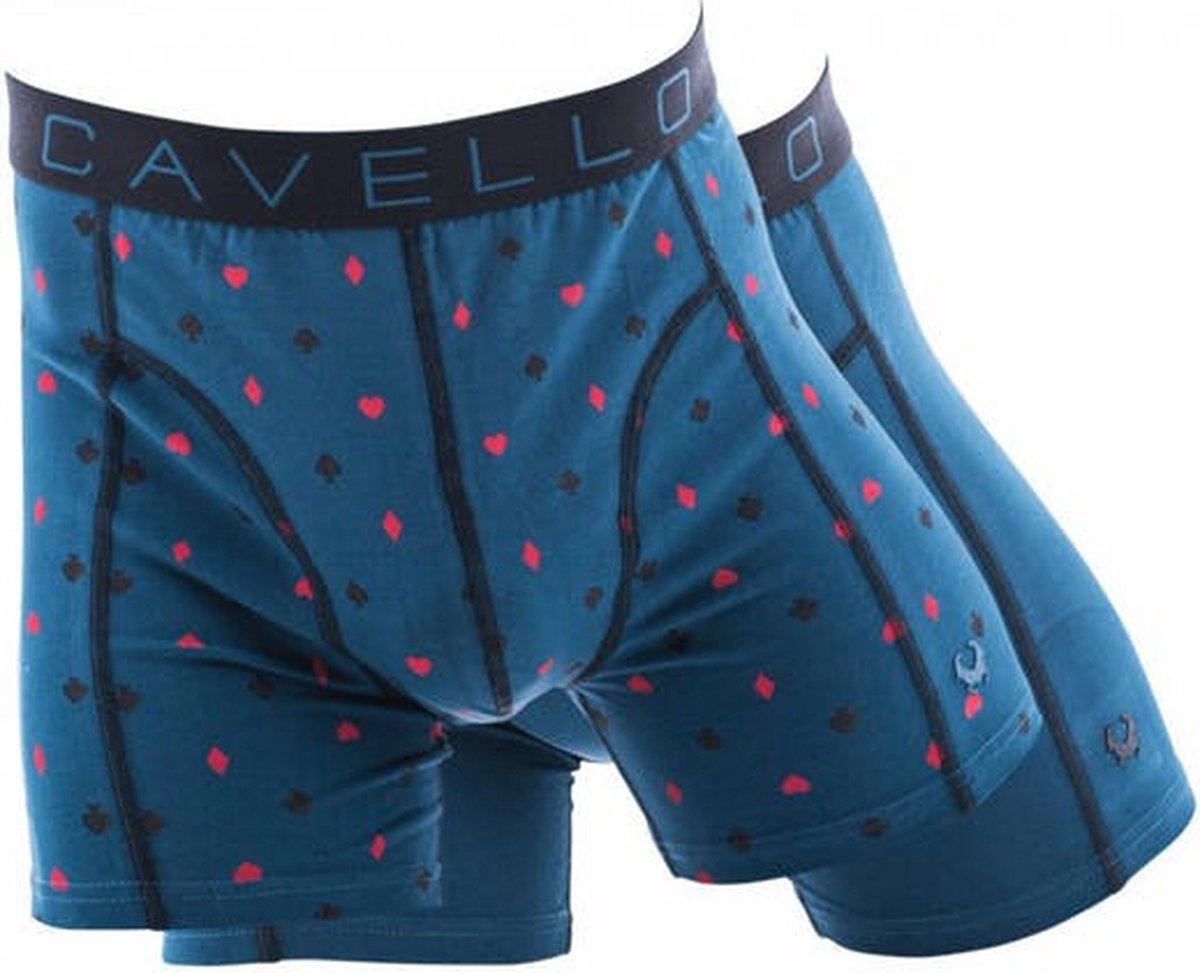 Cavello - Heren - 2-Pack Boxershorts Ruit - Blauw - M