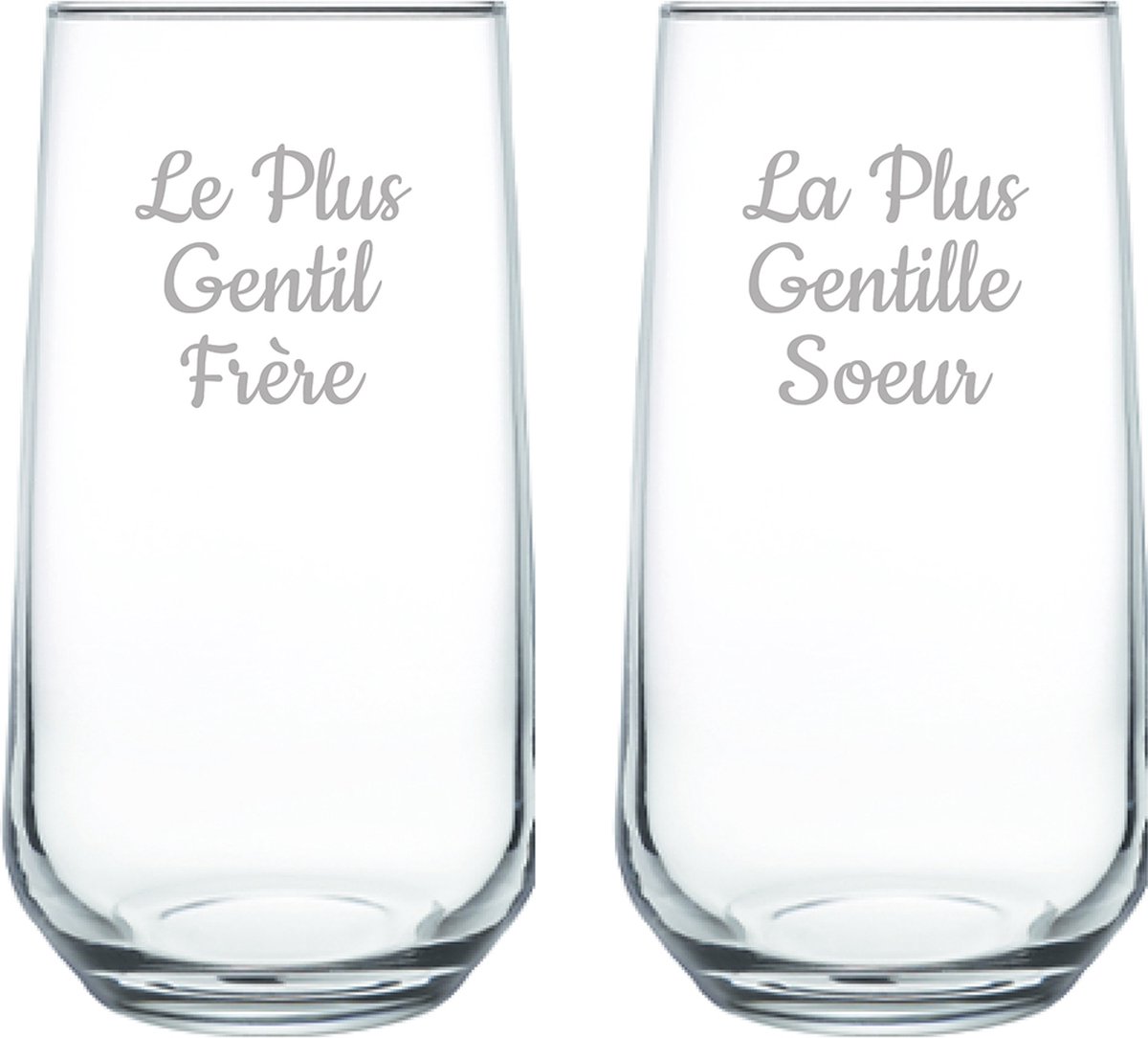 Drinkglas gegraveerd - 47cl - Le Plus Gentil Frère & La Plus Gentille Soeur