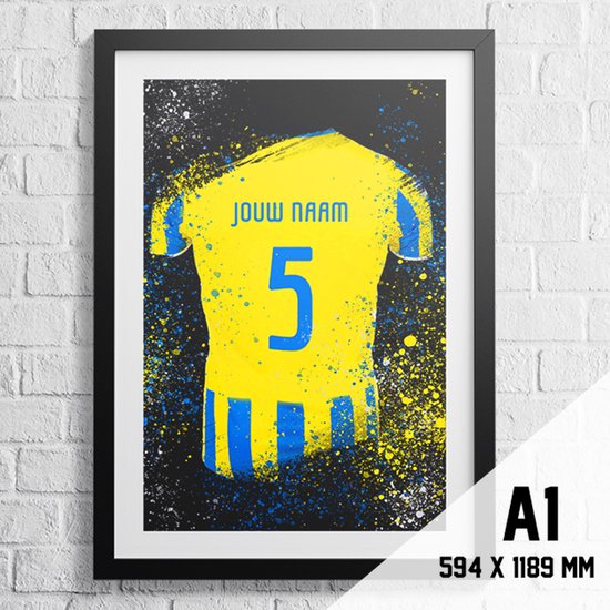 RKC Waalwijk Poster Voetbal Shirt Format A1 594 x 841 mm (personnalisé avec eigen naam et numéro)