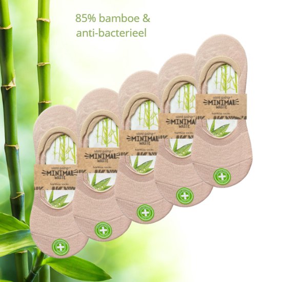 green-goose® Bamboe Dames Footies | 5 Paar | Sneakersokken | Beige | Anti zweet | 35-42 | Ecologisch en Duurzaam