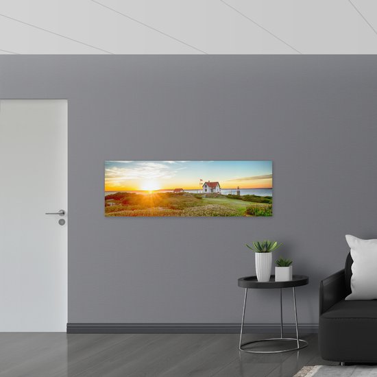WallClassics - Dibond - Coucher de soleil dans les fermes - Photo 150x50 cm sur aluminium (avec système de suspension)