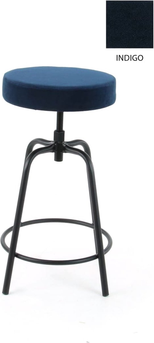 Workliving Barkruk Laag Rond - Velvet Indigo - 60-68 CM