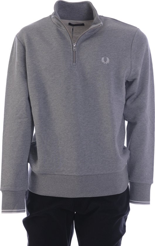 Fred Perry Half Zip Sweatshirt Truien & Vesten Heren - Sweater - Hoodie - Vest- Lichtgrijs - Maat XL