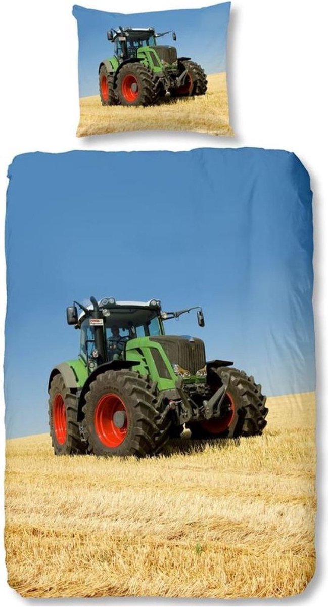 Droomtextiel Dekbedovertrek Kinderen Stoere Fent Tractor 140x200/220cm - 100% Zacht Katoen