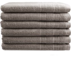 OUTLET BADTEXTIEL - set van 6 - gastendoek 30x50 - zandgrijs