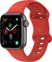 By Qubix Siliconen sportbandje - Rood - Maat: M-L - Geschikt voor Apple Watch 42mm - 44mm - 45mm - Ultra - 49mm - Compatible Apple watch bandje -