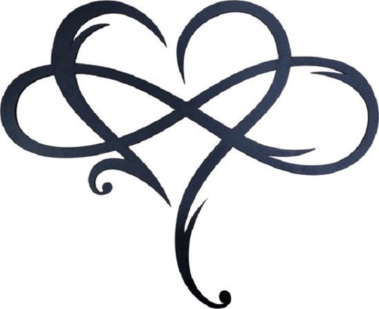 LBM - infinity hart - muurdecoratie - 34 cm - zwart hout