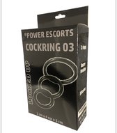 Power Escorts - Locked Up - Cockring 03 - Flexibele - Cockring - BR65 - Zwart  - 3 verschillende formaten Cockring - Flexibele - Juiste Diameters 3  ,4 en 5  CM - Cockring - Speeltje voor Mannen - gave Cadeaubox