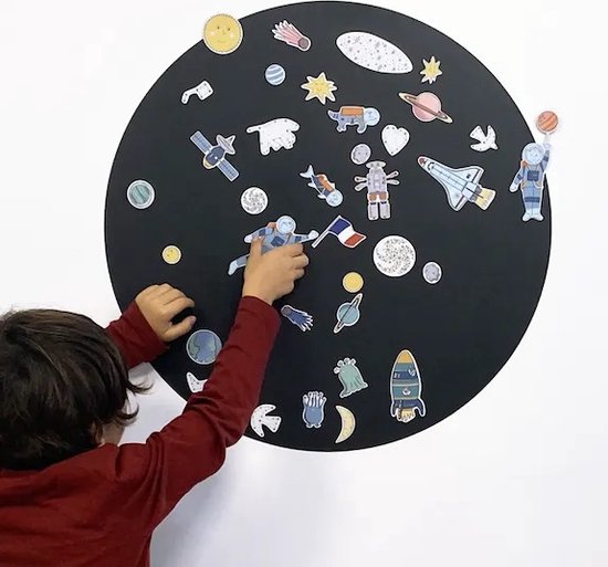 FERFLEX® - Rond magneetbord - zwart - magnetische muursticker - krijtbord - magneetbord kinderkamer