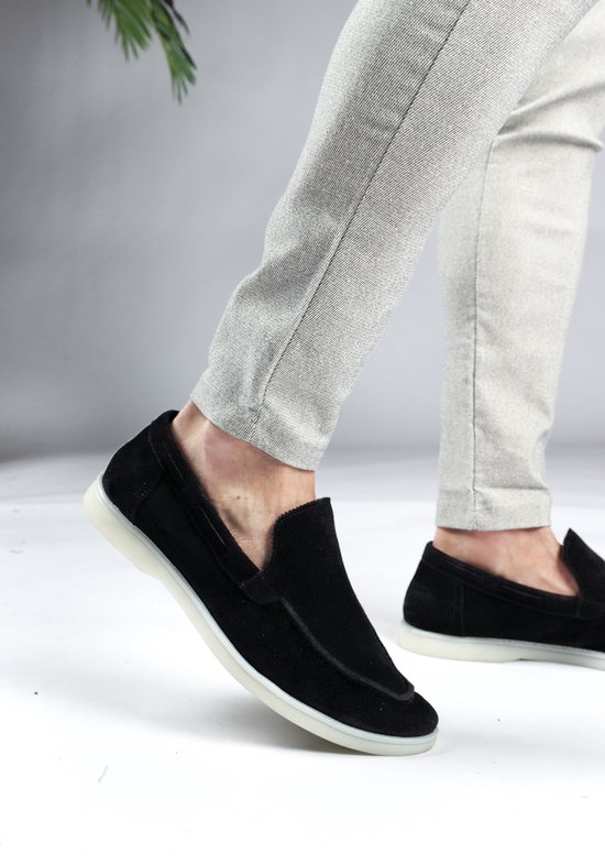 Cotton District Suede Loafers Laag Zwart - Herenschoenen