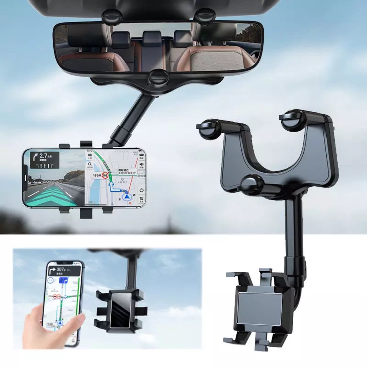 Universele Telefoonhouders Auto - 360 Graden - Binnenspiegel - Auto Accessoires - Car Phone Holder - GSM Houder