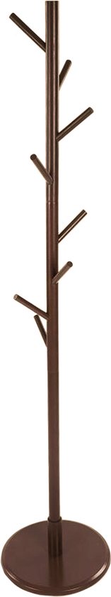 QUVIO Staande kapstok hout - 175cm hoog - 8 haken - Garderobe kapstok - Bruin