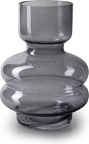 Jodeco Bloemenvaas - smoke grijs/transparant glas - H20 x D15 cm - Zeer stijlvolle vorm