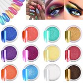 GUAPÀ® Holografische Glitter Poeder Set | 12 Nail Art glitters | Nail Art & Nagel Decoratie | Pigment poeders | Neon poeders voor nagels | 12 stuks diverse kleur nagelpoeder