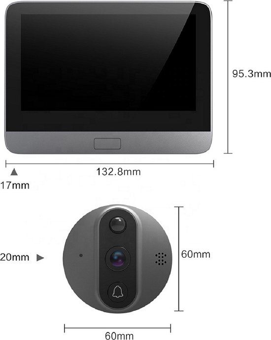 Draadloos WIFI Home-Locking buiten videofoon met binnen scherm voor inbouw kijkgat deur App Smart life T-2100. van Smart Life — afbeelding 5
