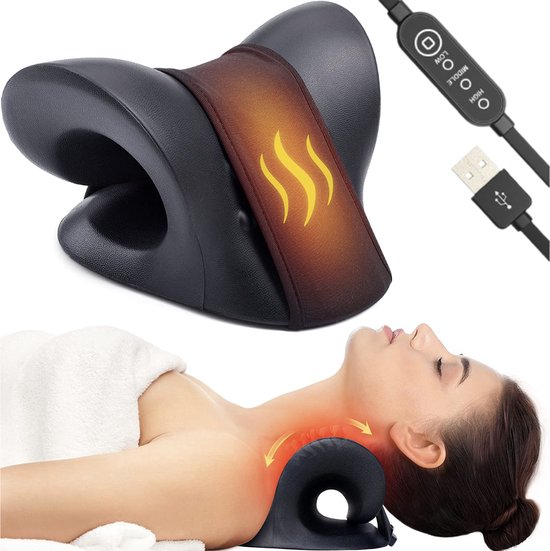 Foto: Professionele nekstretcher nekstretcher met warmte element nekmassage massagekussen nekmassage apparaat