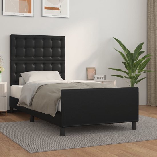 Maison Exclusive - Cadre de lit avec tête de lit simili cuir noir 100x200  cm | bol.com