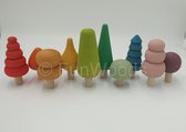 Houten bomen - Regenboogkleuren - 10 stuks - open einde speelgoed - Educatief montessori speelgoed - Grapat en Grimms style