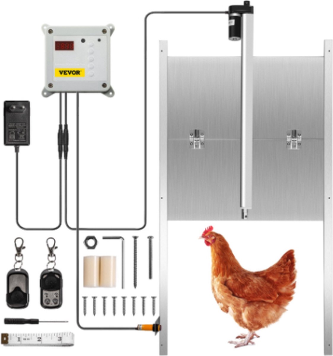 VEVOR® Chicken Guard - Met ingebouwde lichtsensor en timer - Automatische Kippendeur - Automatische Kippenluik - Automatische Hokopener met deur - Kippendeur Opener- Automatische Schuifluik opener