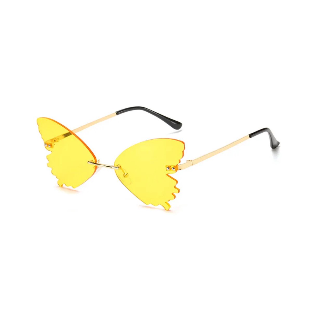 Vlinder zonnebril - Geel - festivalbril / hippie bril / technobril / rave bril / butterfly glasses / retro zonnebril